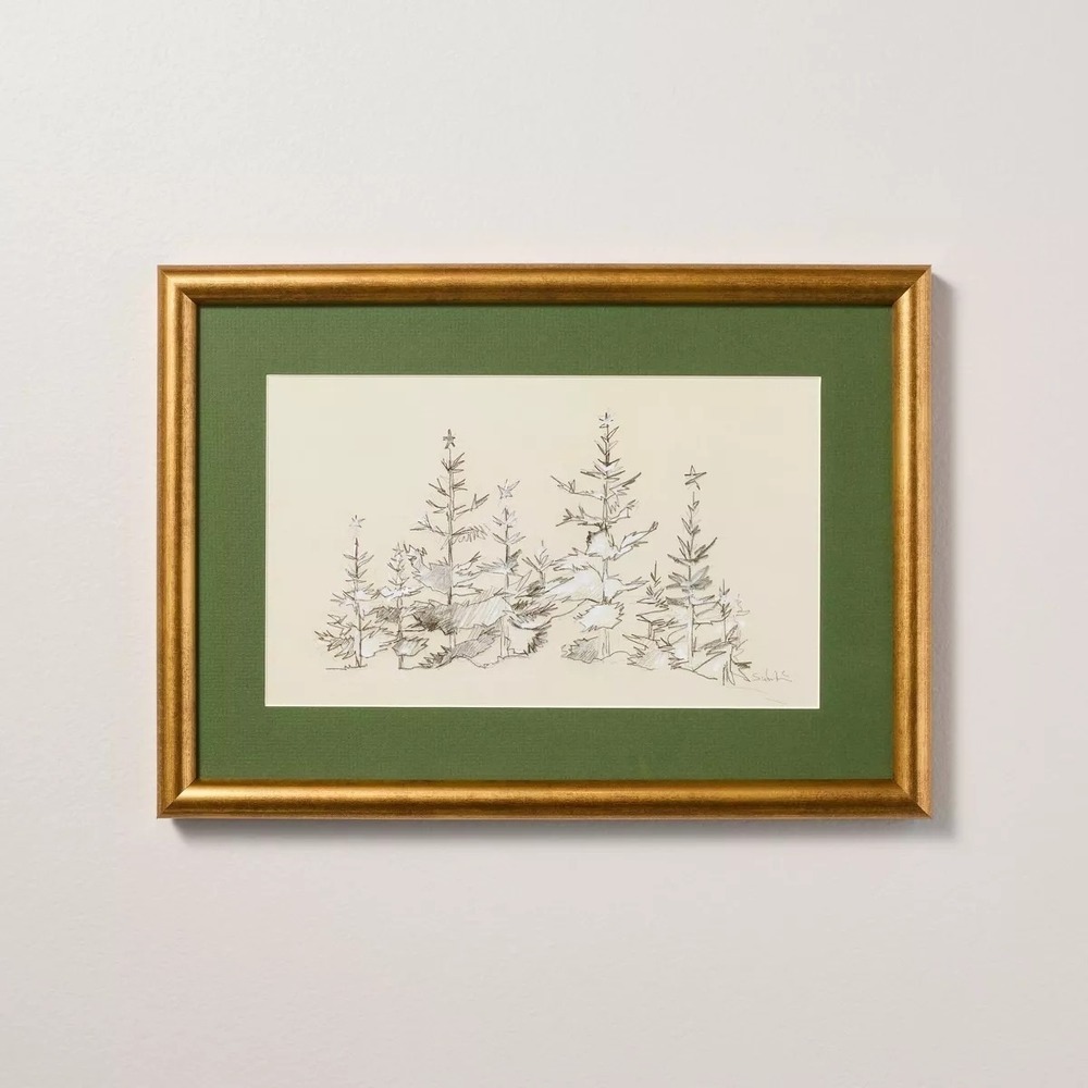 10x14 Tree Sketch Framed Christmas Wall Art - Hearth & Hand Magnolia, Target